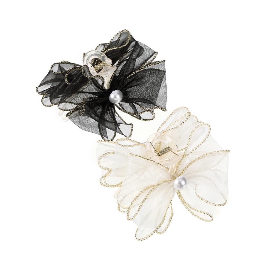 Kẹp Tóc Nơ Lưới Đính Ngọc Trai Thời Trang Hàn Quốc