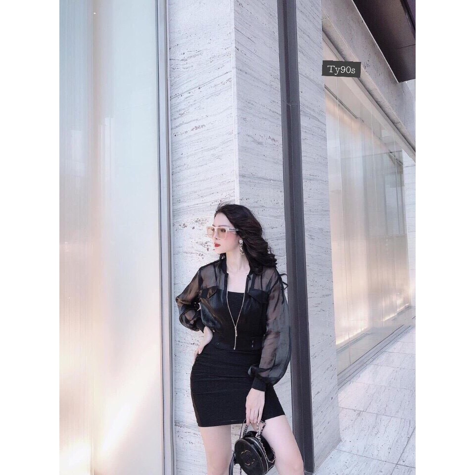 Siêu phẩm đầm 2 dây bún kèm áo khoác voan xinh xắn cá tính cực hot