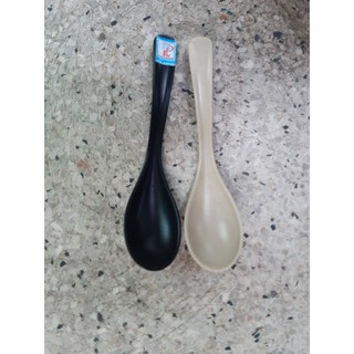 Muỗng cong dài 17 cm đen nhám nhựa melamine thìa phíp - chén bát nhà hàng