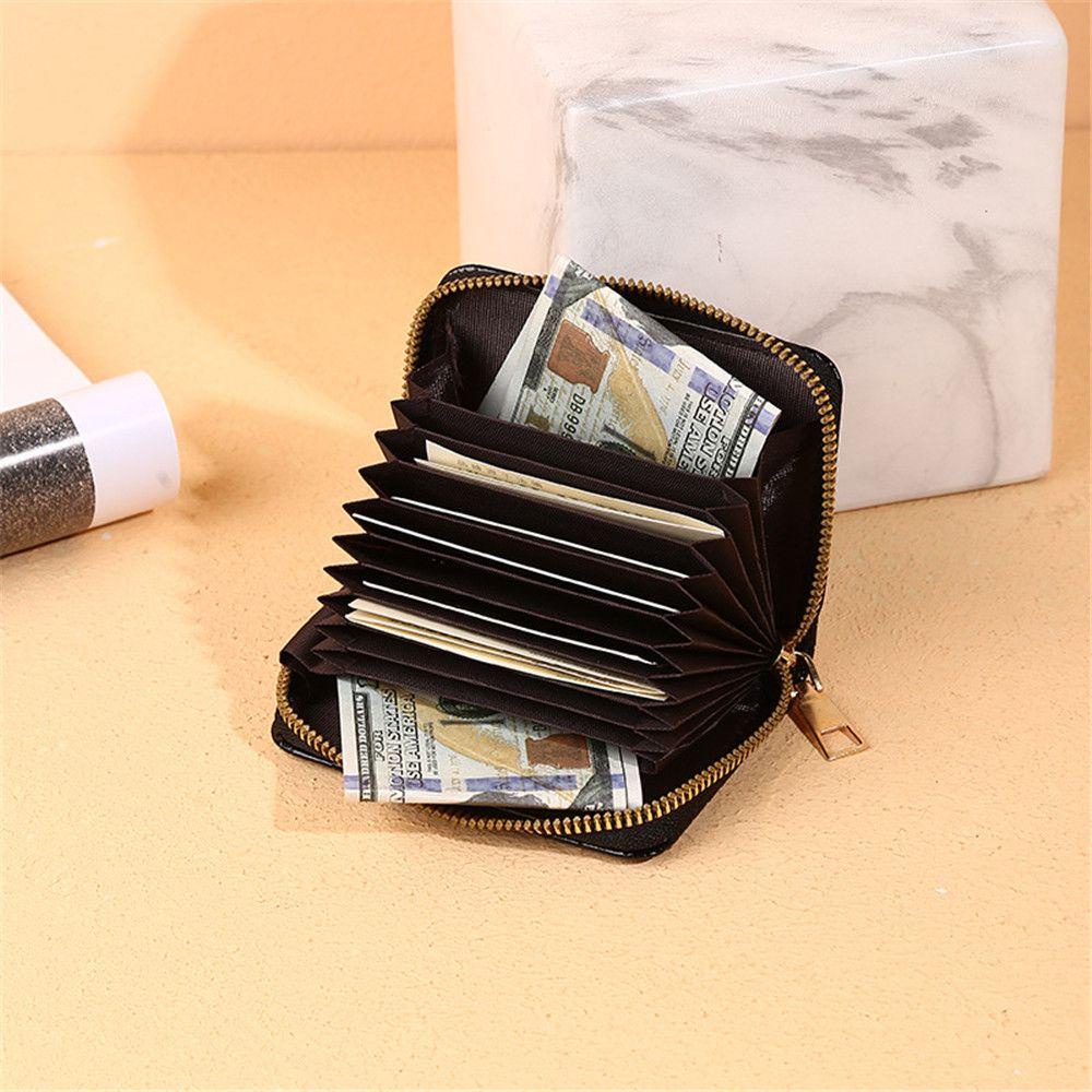 YNATURAL Men Women Change Bag Organ Style Crocodile Credit Card Bags Solid Color Zipper PU Leather Card Holder Card Coin Wallet/Multicolor