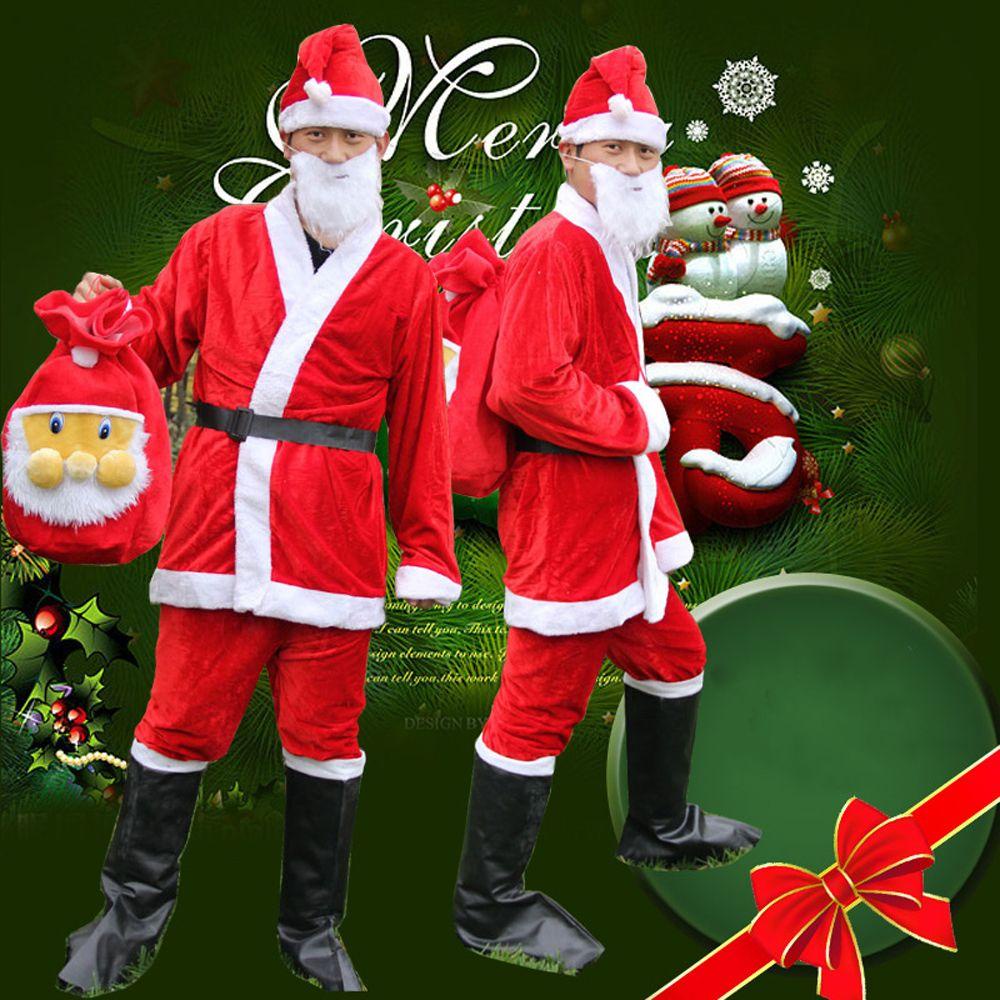 Dalton santa claus trang phục dễ thương hài hước râu người lớn bộ đồ cosplay nhung trắng và đỏ