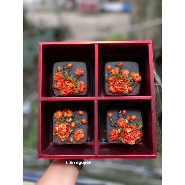 set 10 bộ hộp nắp mica trong đựng bánh trung thu 150gam