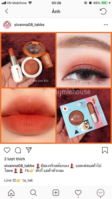 NEE CARA EYESHADOW & LIPSTICK - SON + MÀU MẮT KẾT HỢP MÁ HỒNG | BigBuy360 - bigbuy360.vn