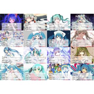 Nhãn vở anime hatsune miku 1 tờ 16 nhãn vở