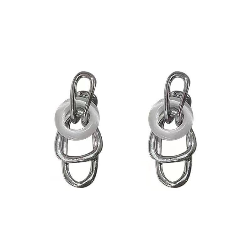 Bông tai hình tròn bằng kim loại phong cách thời trang harajuku 19a1716