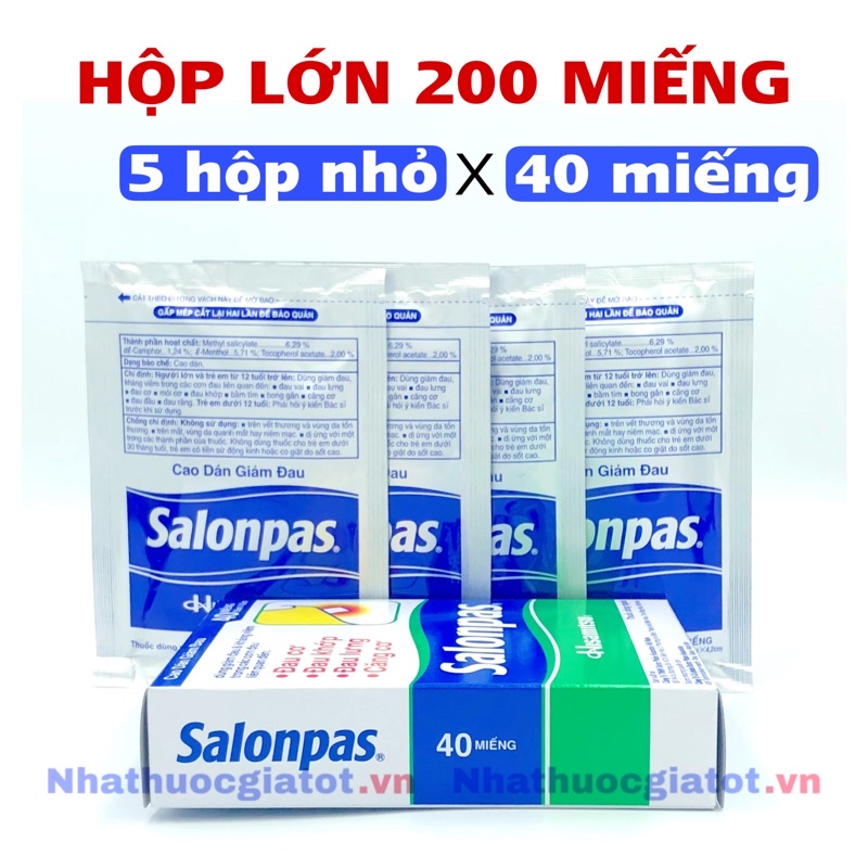 SALONPAS NGUYÊN HỘP LỚN 200 - 240 MIẾNG Hỗ Trợ Giảm Đau Vai, Lưng, Cơ, Mỏi Cơ, Đau Khớp, Bầm Tím, Bong Gân