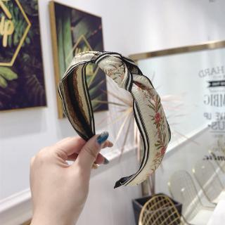 Băng Đô Cài Tóc Thắt Nơ Họa Tiết Hoa Phong Cách Hàn Quốc