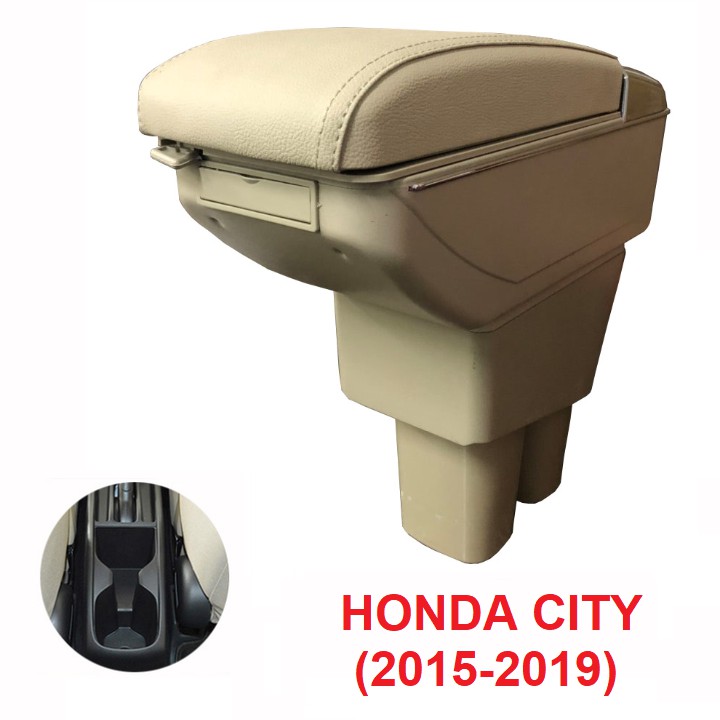 Hộp tỳ tay ô tô Honda City 2015-2019 tích hợp 7 cổng USB DUSB-HDCTY - 2 màu: Đen và Be