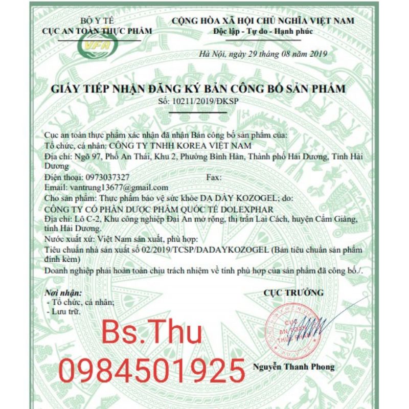 Hộp 20 gói Dạ Dày KOZOGEL - kozo gel hỗ trợ giảm acid dịch vị, hỗ trợ giảm viêm dạ dày, tá tràng
