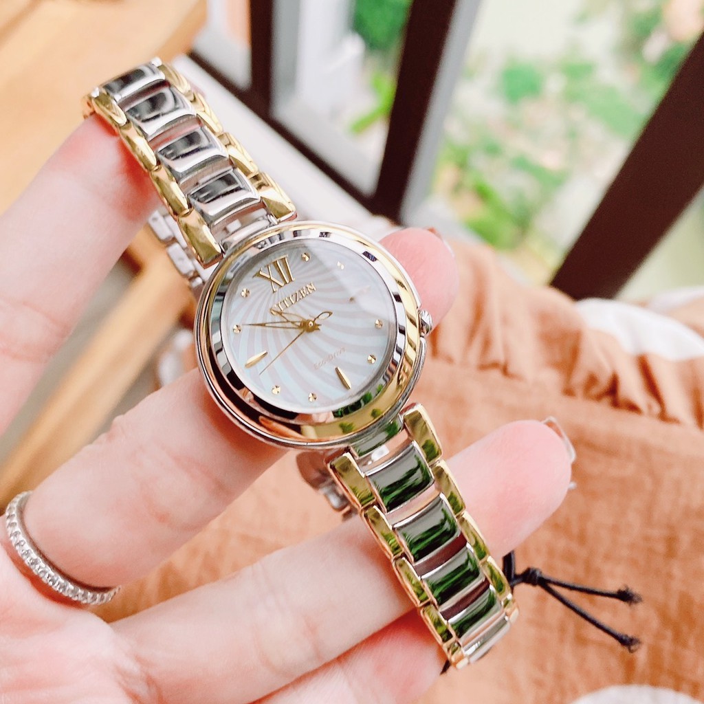 Đồng hồ nữ chính hãng Citizen EM0337-56D - Máy Quartz Pin eco Drive năng lượng ánh sáng - Kính Sapphire