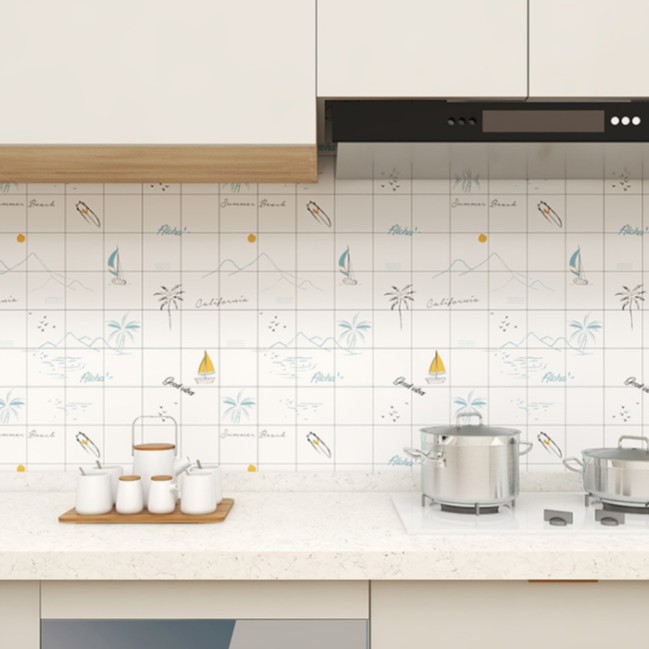 1 mét decal dán tường bếp CẢNH BIỂN khổ 60cm keo sẵn
