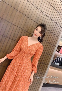 ĐẦM HỒNG HOA NHÍ ĐAN DÂY EO