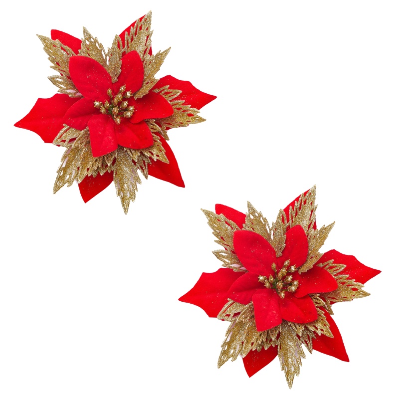 Bộ 2 Bông Hoa Cúc Nhân Tạo 15cm Trang Trí Giáng Sinh