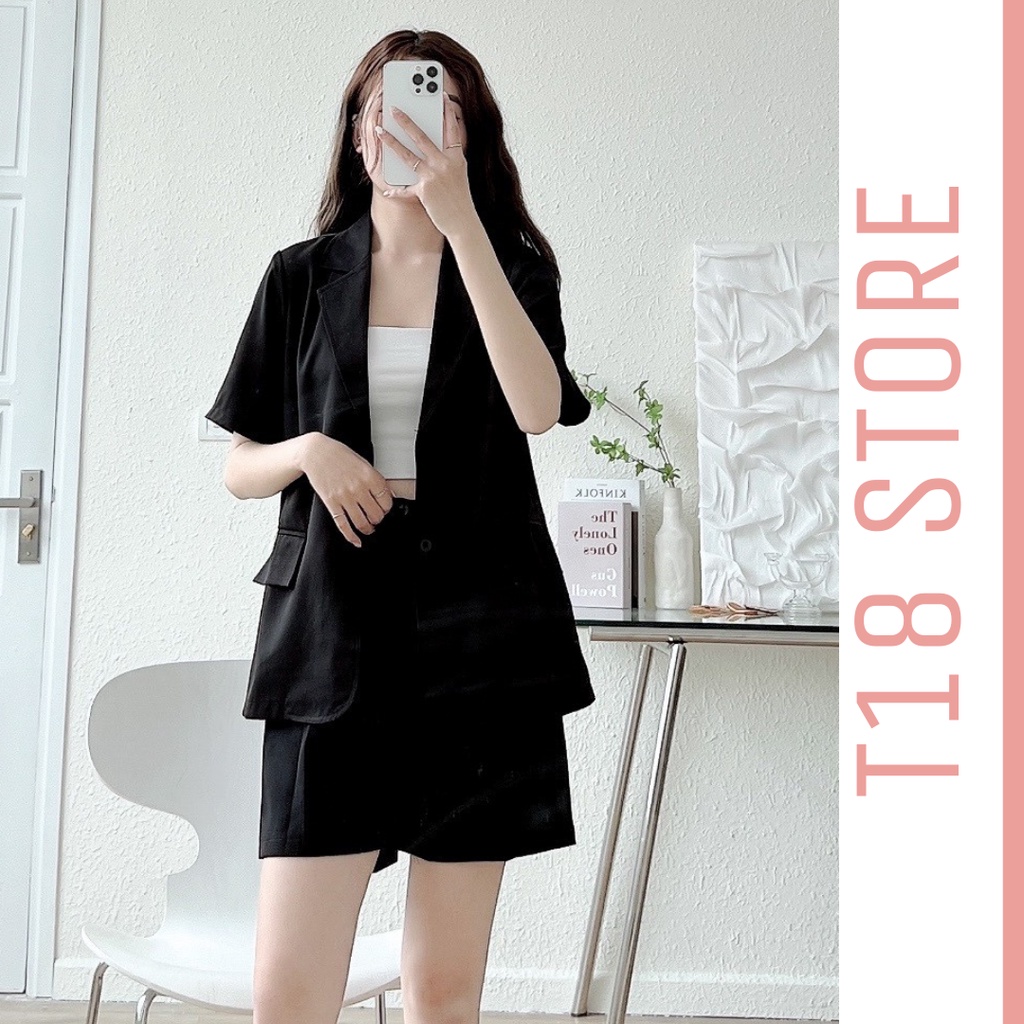 Áo blazer nữ 1 lớp hàn quốc bigsize kiểu tay ngắn T18 STORE AB03