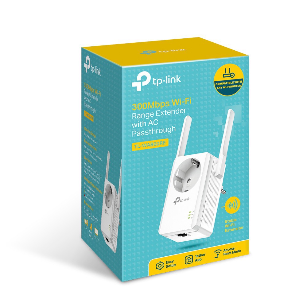 TP-Link N 300Mbps Bộ mở rộng sóng Wi-Fi Tích hợp ổ cắm điện-TL-WA860RE - Hàng Chính Hãng