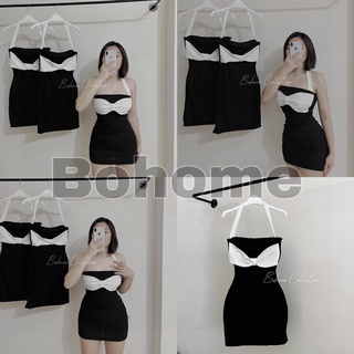Đầm nơ trắng dây yếm,đầm,thời trang nữ, đầm nữ, đầm tiệc. Bohome