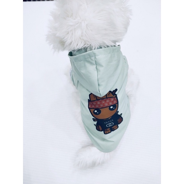 Áo gió có mũ họa tiết hoạt hình thời trang dành cho thú cưng, Quần áo dành cho chó mèo LaLi Petfashion