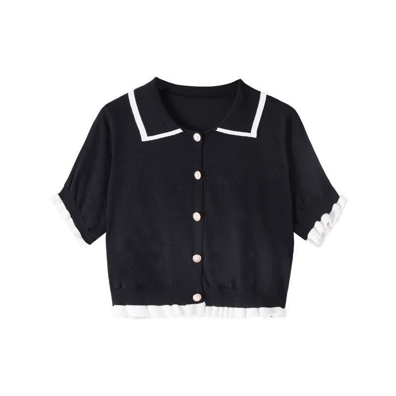 Áo Thun Dệt Kim Ngắn Tay Phong Cách Hàn Quốc Dành Cho Nữ