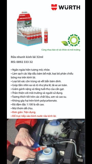 Nước rửa kính ô tô WURTH  (32 ml)