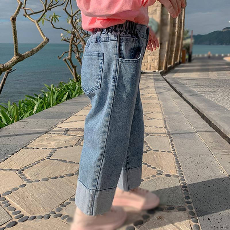 Quần jean dài ống rộng co giãn thời trang cho bé gái