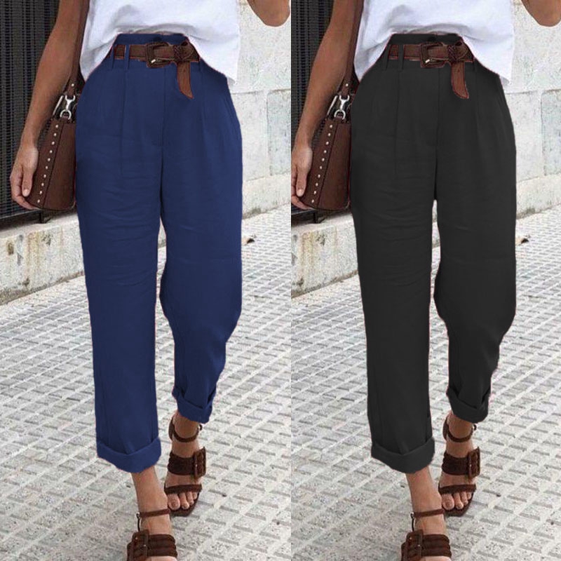 ZANZEA Quần baggy lưng cao thời trang cho nữ