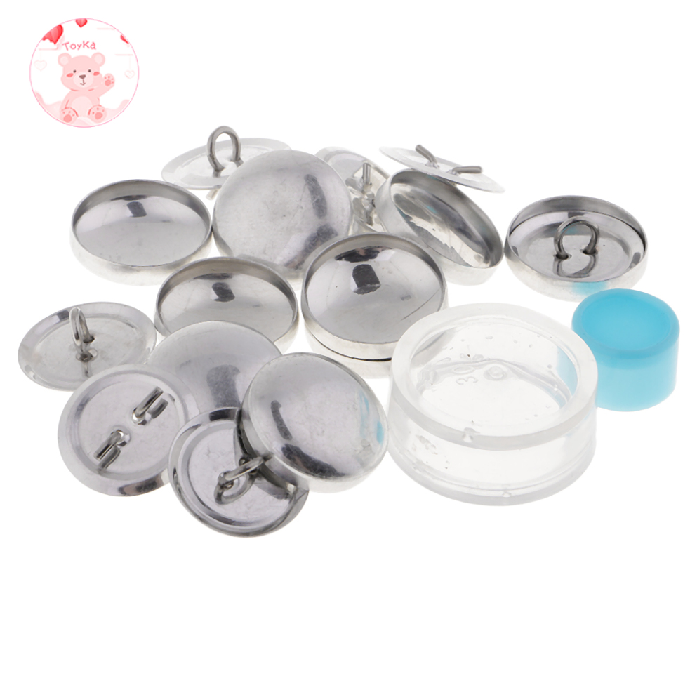 [whbadguy]10 Pieces Easy DIY Metal Cover Buttons with Loop Blank Back Cover Buttons and Assembly Tool Kit for DIY Handmade Fabric Cloth Cover Buttons