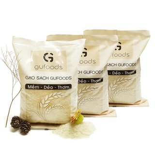 Combo 3 túi Gạo sạch GUfoods (dẻo - mềm - thơm) (mỗi túi 1kg)