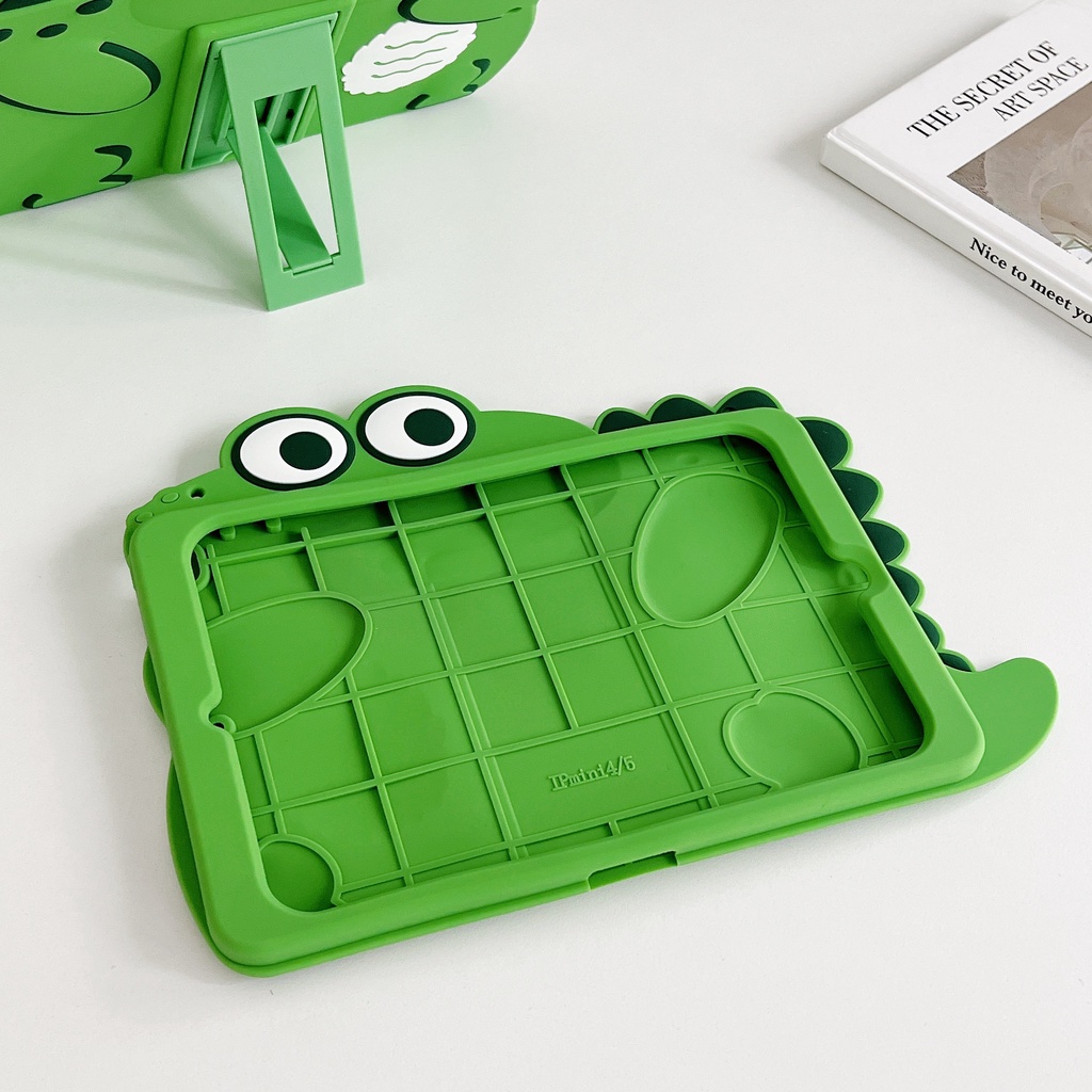 Ốp Máy Tính Bảng Silicon Mềm In Khủng Long Hoạt Hình Có Dây Đeo Cho iPad 234 2019pro/2020/2018/2017/mini12345/air12