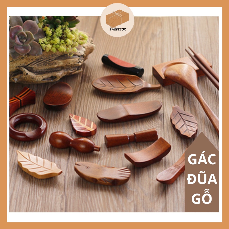 Gác Đũa Gỗ - Gác Bút Cọ Vẽ Phong Cách Nhật Bản Hình Lá Hình Cá -Dụng Cụ Bàn Ăn Chụp Hình Sản Phẩm