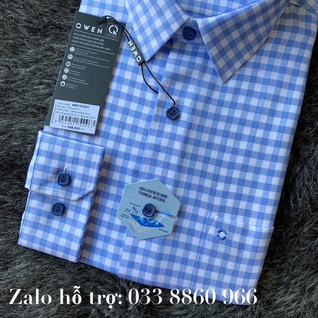 Sale Chính Hãng  Áo sơ mi dài tay Owen regular fit chất nano màu xanh AR 91527 hot 🌺 neww * ! %