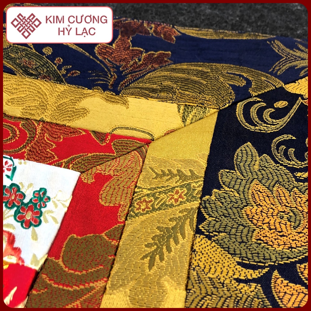 Khăn Trải Ban Thờ,Đạo Tràng Gấm Ngũ Sắc Trang Trí Bàn Thờ Mật Tông [Kim Cương Hỷ Lạc] Loại 1 Giá Tốt