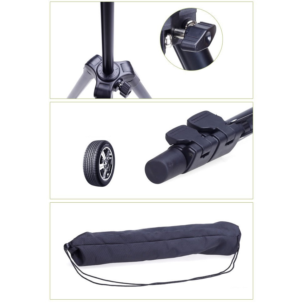 TRIPOD- Chân máy ảnh và điện thoại YUNTENG VCT-5208RM [HÀNG NHẬP KHẨU CHÍNH HÃNG]- TẶNG KÈM 1 REMOTE + 1 GIÁ KẸP ĐIỆN TH