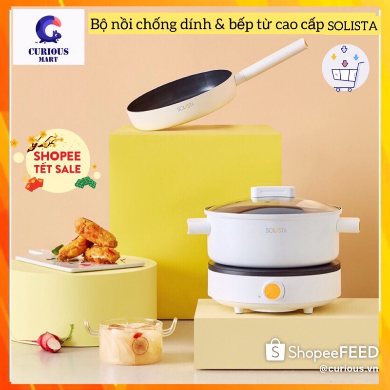 Bộ Nồi - Chảo - Bếp Từ Cao Cấp Chống Dính SOLISTA của Curious. Bếp từ đơn.