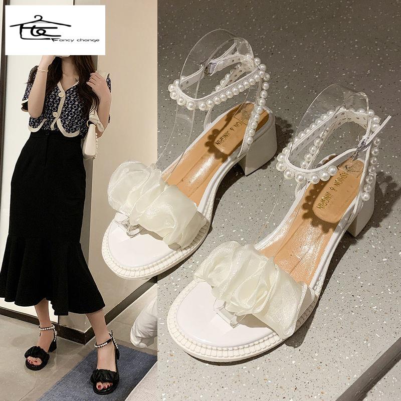 Bán Chạy ~ Giày Sandal Gót Vừa Dày Thời Trang Mùa Hè Nhẹ Nhàng Dễ Phối Đồ Cho Nữ