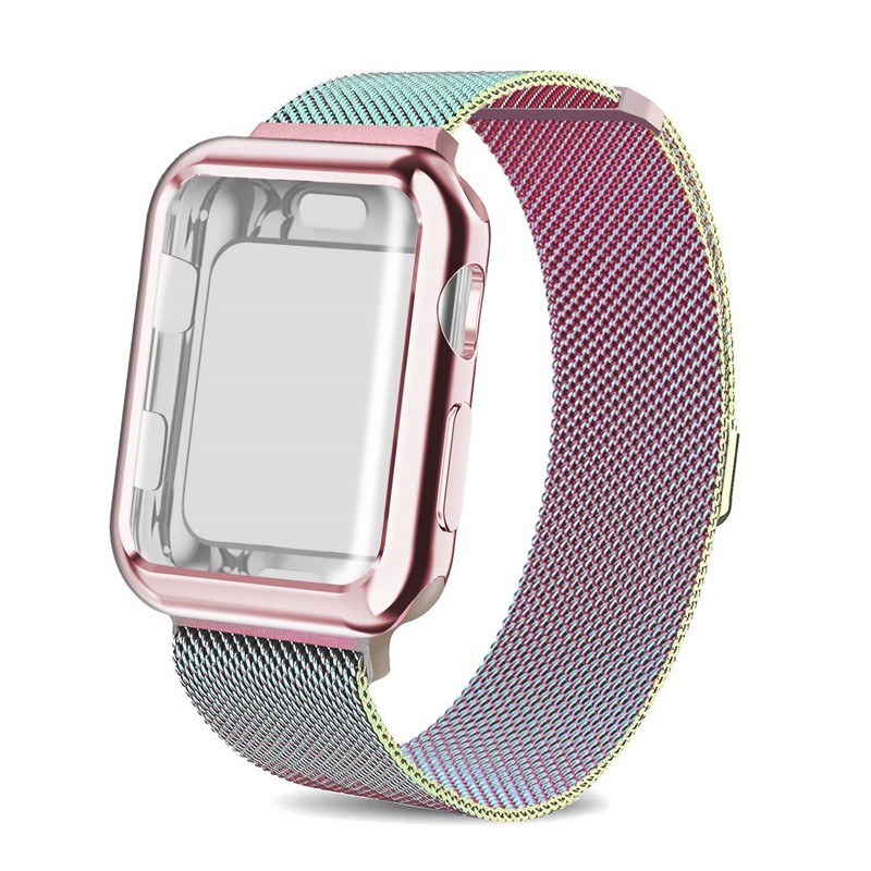 Vỏ + dây đeo đồng hồ cho Apple Watch 3 42mm 38mm Vòng đeo tay Milanese Loop Dây đeo đồng hồ bằng thép không gỉ cho Apple Watch 4 3 2 1