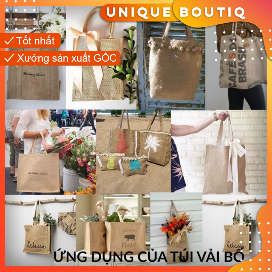 Túi tote / túi vải / phong cách vintage / vải đay quai thừng hoa đen / dùng đi học, đi chơi, phụ kiện chụp ảnh cực chất