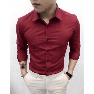 Sơ mi nam trơn lụa thoáng mát không nhăn