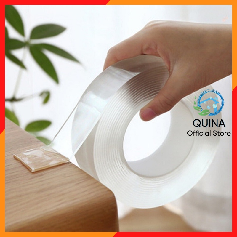 Băng Dính 2 Mặt Siêu Dính Chống Nước Chịu Nhiệt An Toàn Đa Năng Cao Cấp Loại Trong Suốt 3m * 1mm * 3cm QUINA QN004