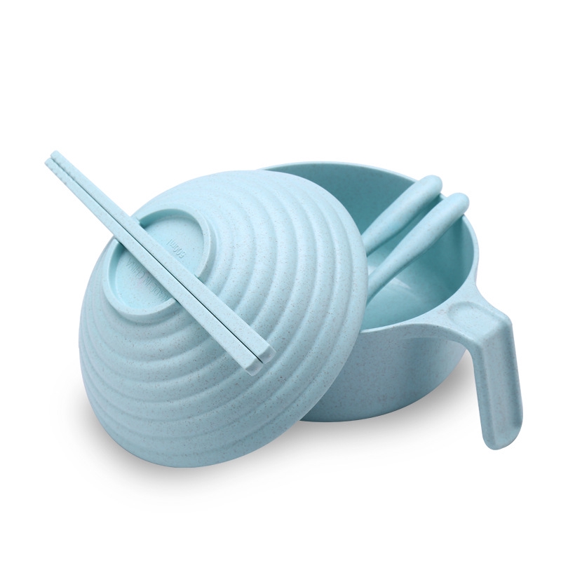 Set tô nắp đậy đũa muỗng nĩa OSSAYI ăn mì lúa mạch phong cách Nhật Bản sử dụng được trong lò vi sóng