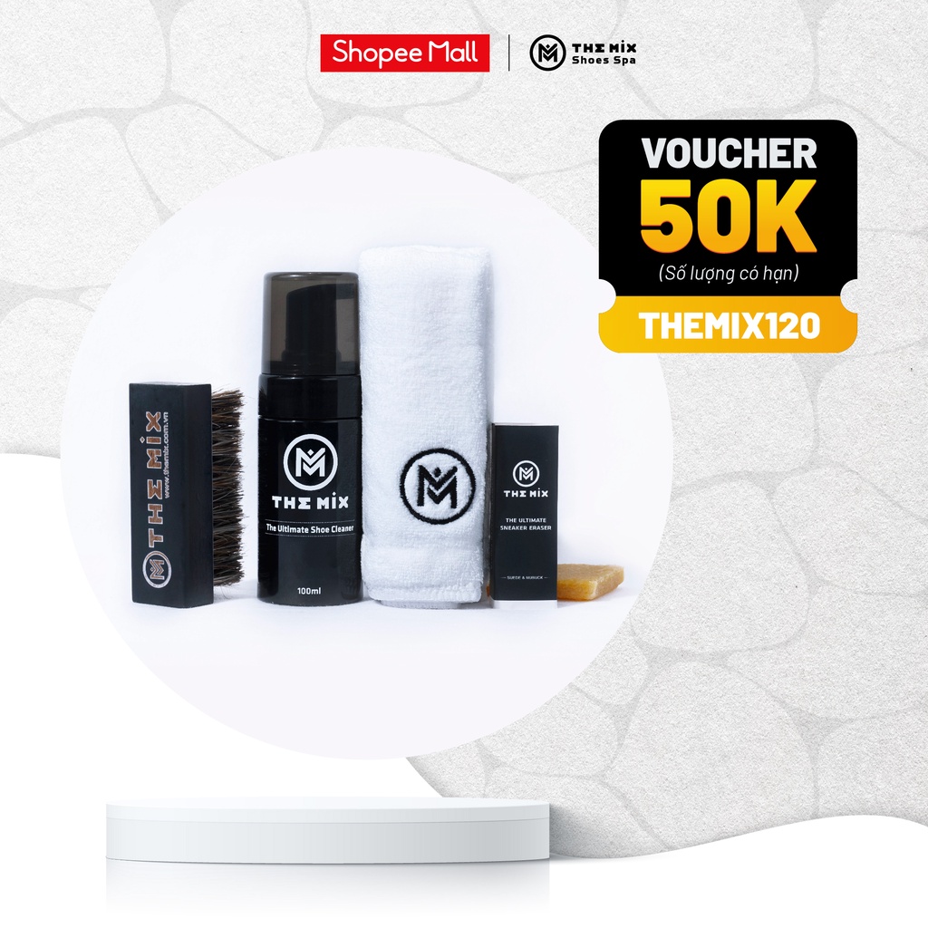 Bộ vệ sinh giày có gôm da lộn, tẩy trắng giày cao cấp, gồm 5 món - The Mix - Làm sạch &amp; tẩy trắng cho giày thể thao