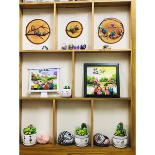 Tranh cú mèo - handmade đá cuội