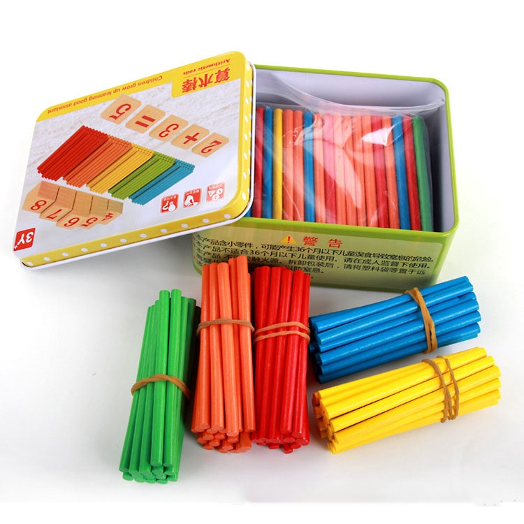 Bộ que tính học toán bằng gỗ có hộp đựng cao cấp - bảng tính que học toán cho bé