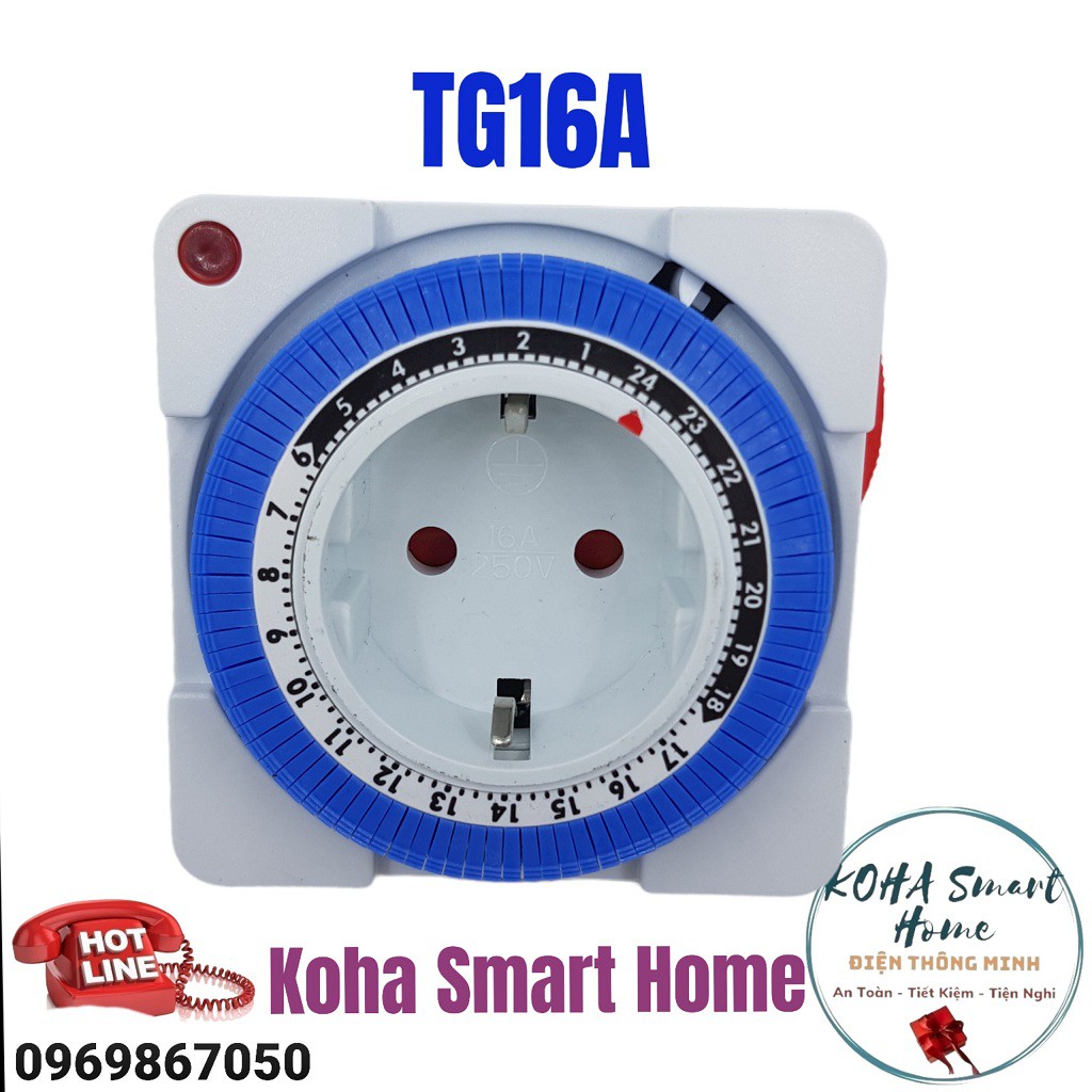 Ổ Cắm Hẹn Giờ Tắt Mở Kiểu Cơ KH-TG16A- Koha Smart Home