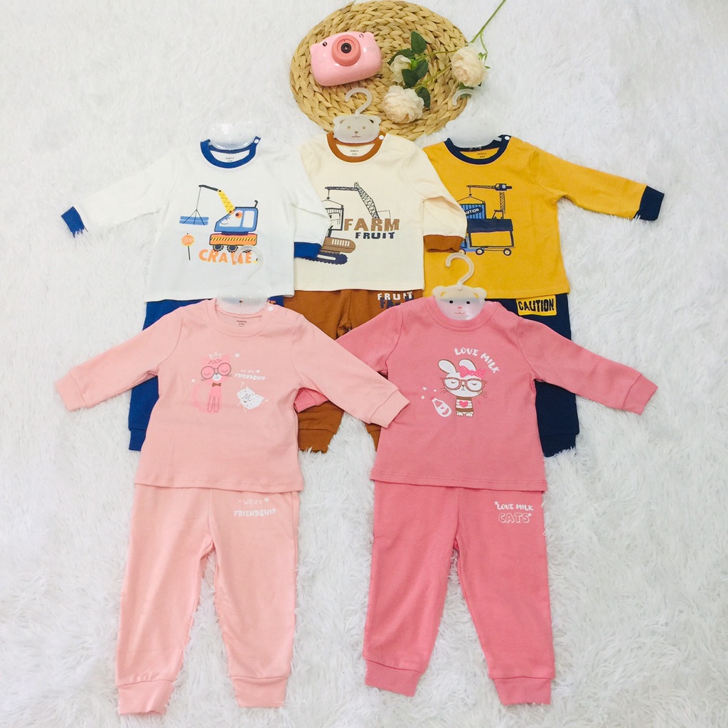Bộ quần áo dài tay thu đông cho bé trai bé gái Dokma sale size 6M-36M DB910 Lamiha