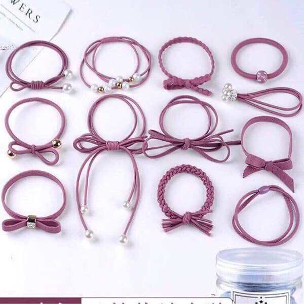 Set 12 Dây Buộc Tóc Hàn Quốc Siêu Xinh Kèm Hộp Đựng-GIAO NGẪU NHIÊN