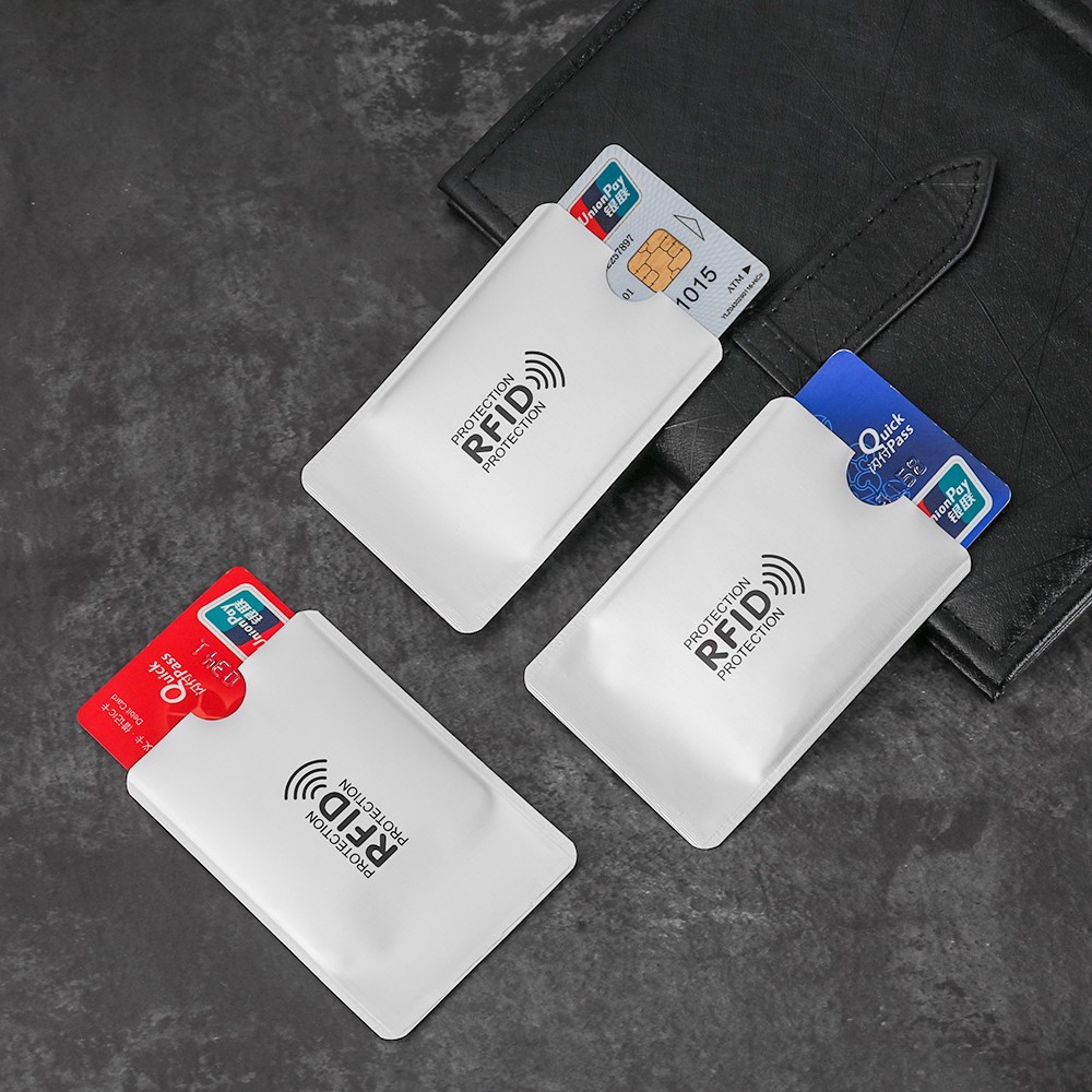 Set 10 Vỏ Nhôm Đựng Thẻ Id Rfid Chống Trộm Giá Đỡ