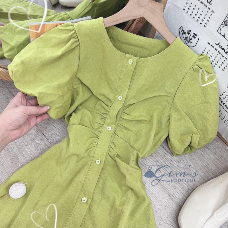 VÁY/ĐẦM THIẾT KẾ LOẠI 1 ZÚM NGỰC TAY BỒNG TÔN DÁNGD32