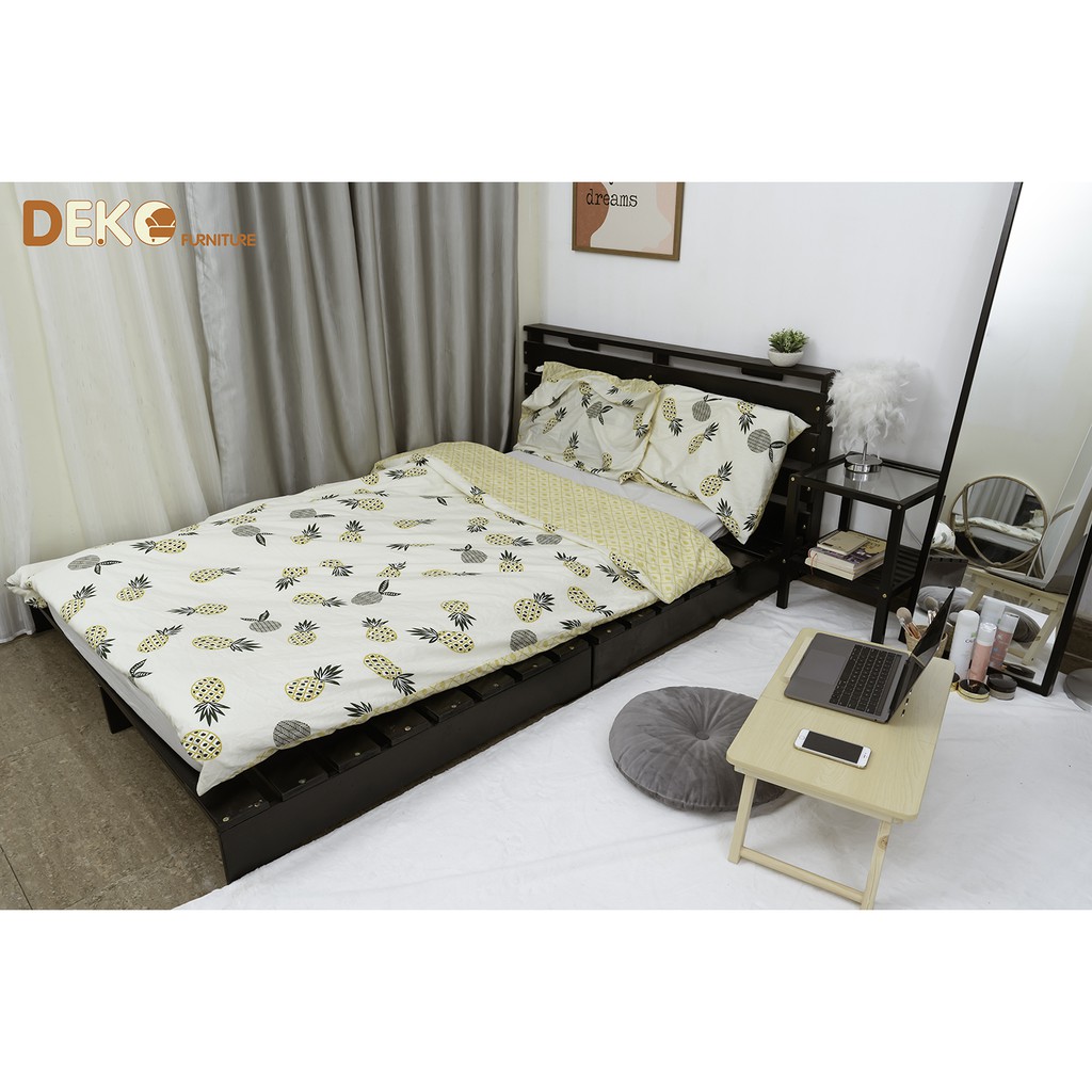 Giường ngủ pallet lắp ráp có đầu giường cao 16cm DEKO