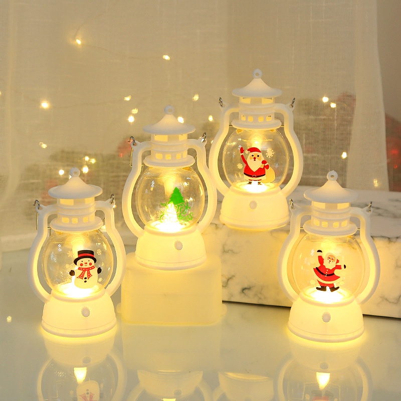 Sản Phẩm Trang Trí Giáng Sinh / Để Bàn Hình Ông Già Noel & Người Tuyết Có Đèn LED Điện Tử / Đèn Dầu Nhỏ Gọn Retro