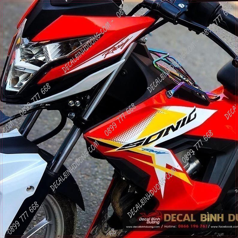 Decal Xe Máy - Tem Trùm Sonic Đỏ Trắng Đơn Giản Đẹp Nhất